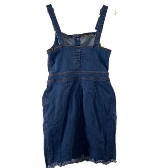 Basic Denim Wax Jeans Women’s Overall Denim Raw Hem Mini  Dress (Size Small) - Picture 4 of 10